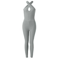 Ženske hlače Sportski Rompers Crisscross Halter Solid omot Tummy Control Podizanje pantalone za vežbanje za žene