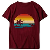Fanxing Clearence Havajska majica za žene Ljeto plaža casual kratki rukav bluza zalazak sunca grafički