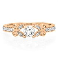0. Carat 10k Rose Gold Okrugli bijeli dijamantski dame Bridal jedinstveni vintage stil Angažman prsten