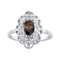 Dijamant i dimovi kvarcni prsten u Sterling Silver Diamond Halo