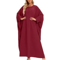Voncos Maxi haljine za žensko odobrenje - Ležerne prilike, Jesen Zimske dugih rukava Okrugli vrat Plus size Solidne boje Žene haljine za ljetno vino