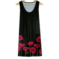 Onhuon Women Beach cvjetni okrugli vrat sunčane haljine bez rukava bez rukava