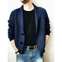 Fonwoon Muška odeća Čvrsta boja rever s dugim rukavima džemper s jednim grudima kaput jesen i zimski