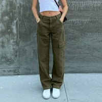 Hlače za žene Trendy Jeans široki noga ravni deminski teretni džepni pantalone