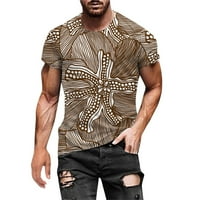 Muški vrhovi modni ljetni dekolte majica 3D štampanje uzorka kratkih rukava Smeđi S-6XL