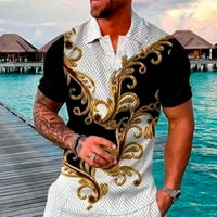 Muška majica kratkih rukava dolje Grafički print casual tropske košulje na otvorenom Gold 3xl