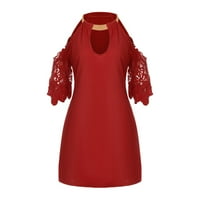 Ženske haljine čišćenje duljina lakta-maxi maxi a-line vrat na vratu ljetna haljina crvena 3xl