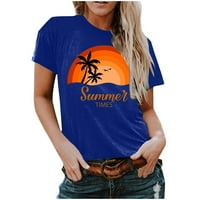 Homodles Trendy majica za žene - grafički okrugli vrat otisnuti na prodaju, plava veličina xxl