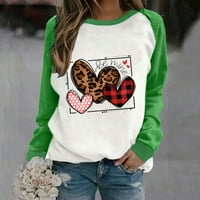 Ljubavna dukserica za žene za žene Valentinovo poklon pad pulover vrhovi Leopard plairani grafički teers