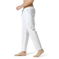 Daqian znojne hlače za muškarce čišćenje muški pamučno-posteljina labave casual lagane elastične strugove