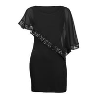 Žene plus veličina hladnog ramena prekrivanja asimetričnih šifona bez kaiševa haljina i haljina sa rukavima plus veličine