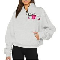Usmixi prodajna dukserica za žene Fight Cancer Pink Duks plus veličine patentni džep casual pulover