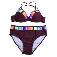 Ženski bikini kupaći kostimilo u boji za plažu za plažu ljetna odjeća za djevojčice Trokutni kupaći kostimi setovi strapppush up kupaći odijelo za valjanje vina xxxl