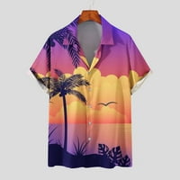 Muška velika i visoka havajska majica tropski cvjetni print casual gumb niz kratki rukav košulje za