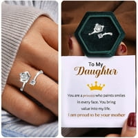 Obećajte prstenove za nju u moju kćerku srebrna prsten od rhinestone minimalistički poklon za prsten za anksioznost za leđa u školsku poklon zvona Podesivi otvor za otvaranje prstenova za otvaranje