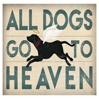 Svi psi idu u nebesko crnu laboratoriju Ryan Fowler; Zbog gubitka voljenog psa; Jedan papirni poster 18x12in