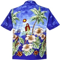 Bay Muška modna plaža kratki rukovi Havajski majice Sapphire, tropski papagaj