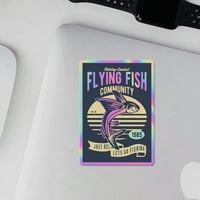 Angdest Club Holografske naljepnice naljepnica za leteću ribu premium vodootporna za prijenosnog računala