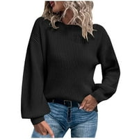 Hinvhai Plus džemper vrhovi na sezonski klirens ženska pulover dugih rukava dugih rukava na vrhu crne