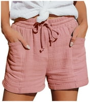 IOPQO kratke hlače za ženske kratke hlače Žene Žene povremene hlače za ravno-noge Casual High-struk