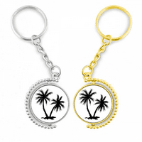 Plaža kokosova stablo crni obris rotirajućeg rotirajućeg ključa za prsten za ključeve brave