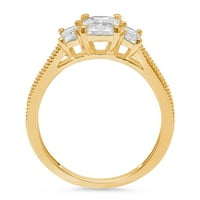 1.82ct smaragdni rez Clear laboratorija kreirala Moissine 14K žuto zlato graviranje izjava godišnjica Angažovanje vjenčanog kamenog prstena veličine 6,75