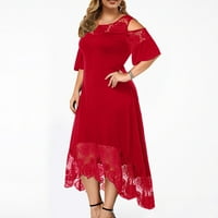 Ženske čipke Ljetne haljine Fahsion Haljina kratkih rukava Dame Elegantna posada Plus Veličina haljina