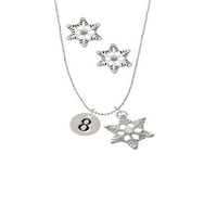 Delight nakit silvertone disk 1 2 '' Broj - - Srebrni ton snježne pahulje šarm ogrlice i naušnice