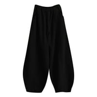 Riforla hlače za žene dame casual pamučne labave pantalone sa elastičnim strukom labave cvjetaju ženske casual pantalone crne xxl