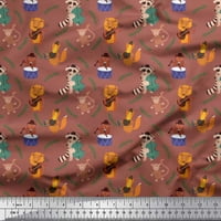 Soimoi Pamuk poplin listovi tkanine, muzički instrumenti i životinje Dječje dekor tkanine Široko dvorište