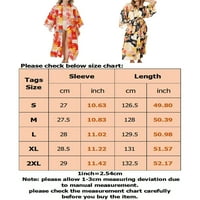 Niuer Women Cambobe Sleeve Kimono Robe cvjetni print haljina casual pidžama V izrez Spavaće odjeće žuti