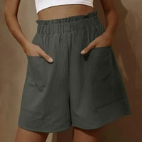 Skraćene ljetne pamučne kratke hlače za žene Ležerne vježbe High SHATS hlače s džepovima Stretch Work