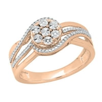 DazzlingRock kolekcija okrugli bijeli dijamantski vrtložni prsten za angažman za žene u 10K ružičastog
