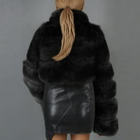 Ženski zimski kaput s dugim rukavima up FAU Shearlingoversionizovana jakna za spavanje Žene dame toplo Furry Copt jakna Zimska solidna odjeća V-izrez