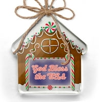 Ornament tiskani jedno oboren Bog blagoslovi SAD četvrti jul Retro Božić Neonblond