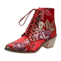 Mortilo ženske cvjetne cipele na petu cipele pete pete ispisuju Laceup ženske čizme, poklon