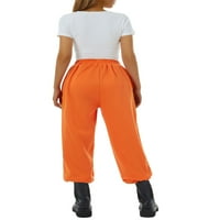 Codeop žene Jesenske casual hlače Čvrsta boja vučna elastična struka duge pantalone sa džepovima