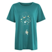 Prodajne modne košulje za žene Ugodna ležerna pad duksera astronaut grafički ispis vrhovi s kratkim