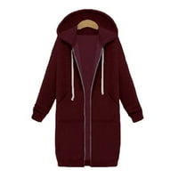 Ženski zimski kaputi Srednji duljine džemper Loses Udobne jakne sa kapuljačom vino l