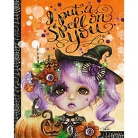 Stavite čaroliju na vas - Halloween Hannah crna modernog uokvirenog muzeja Art Print pod nazivom - Sheena štuka umjetnost i ilustracija