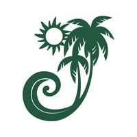 Palm Tree Tropska naljepnica na plaži Decel Die Cut - samoljepljivi vinil - Vremenska zaštitna - izrađena
