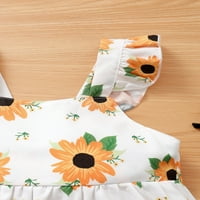 Kucnuzki Toddler Djevojka 3T Ljetna haljina 4T Sling svježe suncokretov ispis zaslonke haljine haljina