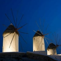 Grčka, Mykonos, Hora Windmills osvijetljene za zalazak sunca Bill Young