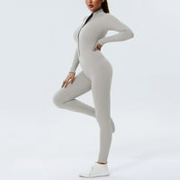 Ženske kombinezone prilagođene sportsku damu kornjača vrata čvrsta boja BodySuit bodycon dugih rukava