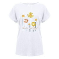 Gotyou majice za žene Žensko ljetno casual modne biljne cvijeće Ispis O-izrez kratkih rukava labav majica