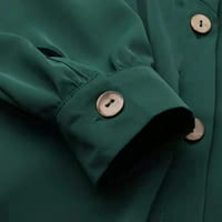 Ženske haljine maxi dugih rukava casual a-line pune ljetne haljine s V-izrezom tamno zelena 5xl