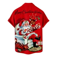 Taotanxi Muškarci Ležerne tipke Božićni tisak sa džepom Turnedwdown Majica s kratkim rukavima Bluza Clearence T majice za muškarce 3xl