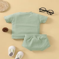 Dojenčad za bebe unizno casual odijelo, slovo kratkih rukava tiskani vrhovi + zavoj patchwork hlače