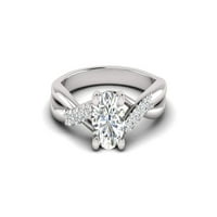 1. Carat TW ženski dijamantski halo zaručni prstenovi u 10k bijelo zlato