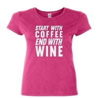 TEE Hunt započnite s kafiom kraj vinskim ženskim majicama za piće dnevne rutinske košulje, ružičaste,